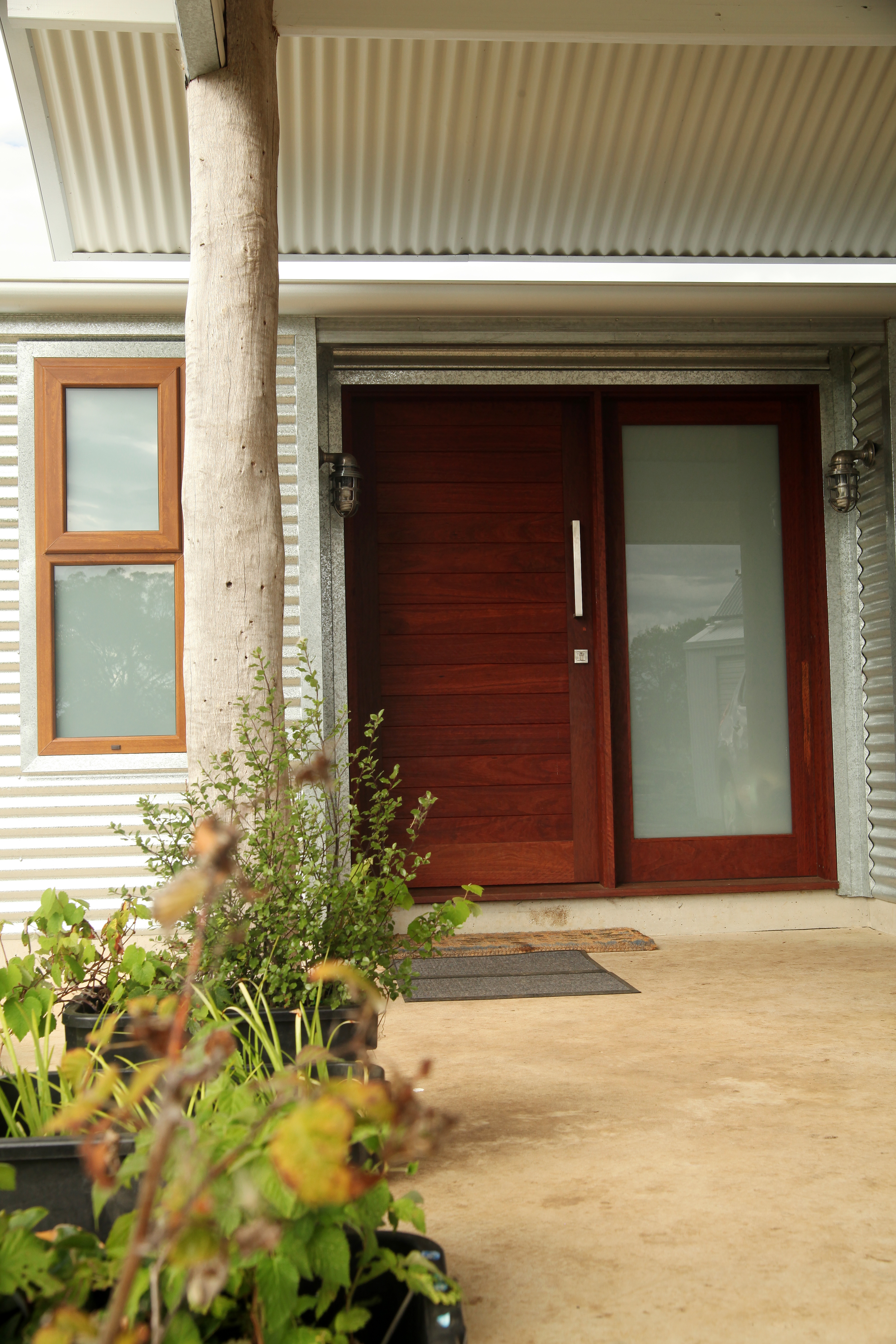 Entrance Door of Iron Bark with Trans Laminate Sidelight - Exterior