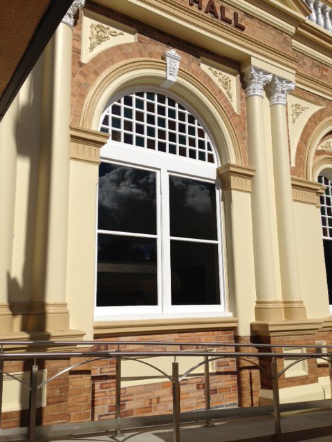 Inverell Town Hall - Coloured Arch Highlights and Double Hung Windows