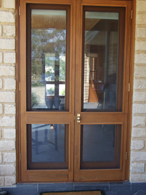 French doors with a midrail
